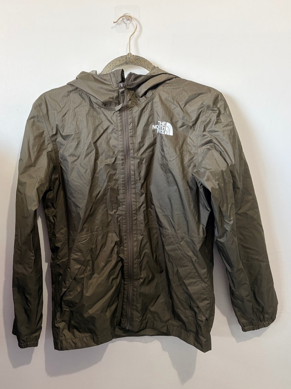 The North Face Olive Green DryVent Hooded Rain Jacket - Boys L (14/16)
